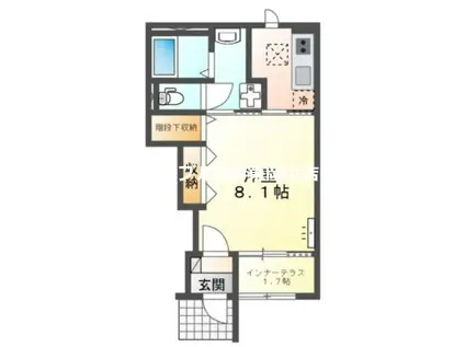 スターテラスII 瀬戸町下(1K/1階)の間取り写真