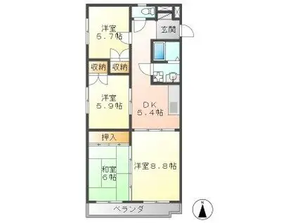 BELL PALACE(4DK/3階)の間取り写真