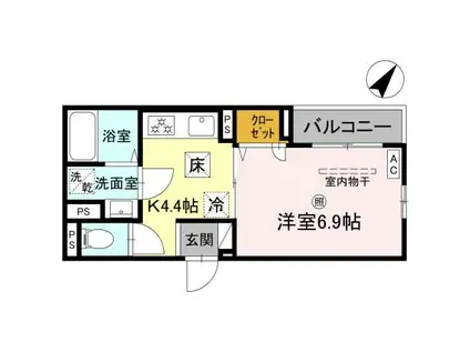 RIPOSO東加古川 I(1K/1階)の間取り写真