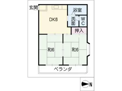 コーポラス山田(2DK/2階)の間取り写真