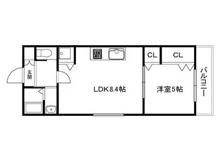 PRIER 深草(1LDK/2階)の間取り写真