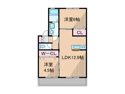 カーサグランデ(2LDK/2階)の間取り写真