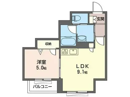 ラウレア(1LDK/2階)の間取り写真