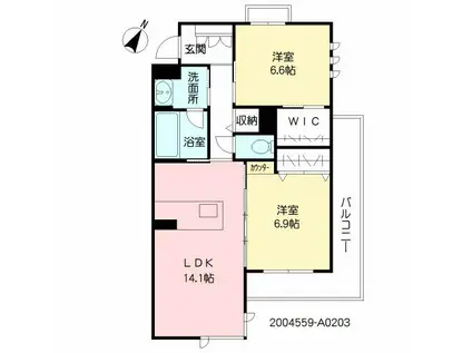 グリーンベルト神浦(2LDK/2階)の間取り写真