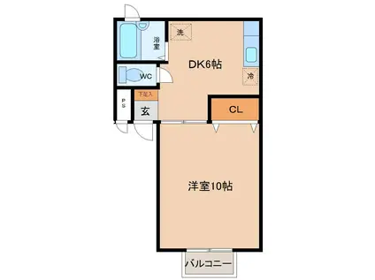 メゾンユーアイ(1DK/2階)の間取り写真