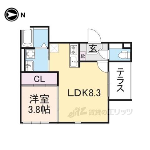 ハーモニーテラス勧修寺平田町2(1LDK/1階)の間取り写真