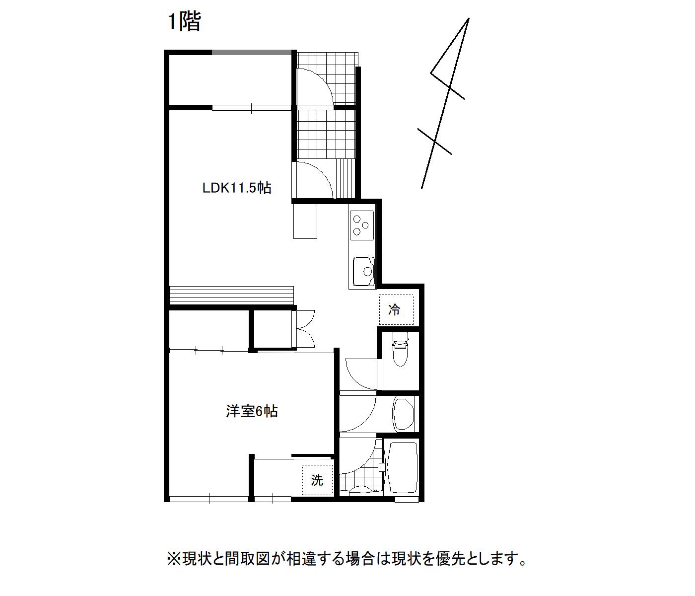 GRANDIR(1LDK/1階)の間取り写真