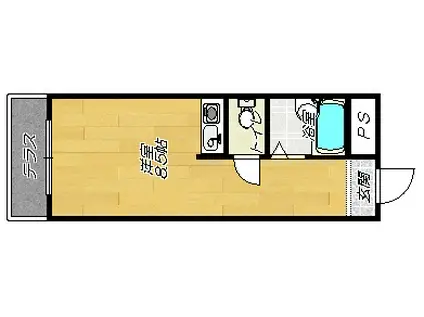 エクセル鴻池(ワンルーム/1階)の間取り写真