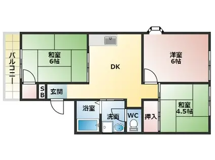 グリーンヒル小金台 E棟(3DK/2階)の間取り写真