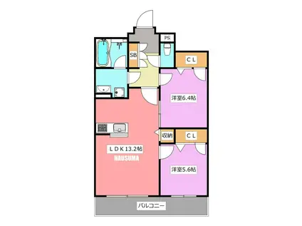 SERDINA(2LDK/2階)の間取り写真