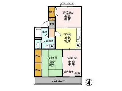 ウェルセッジ請西 II(3DK/2階)の間取り写真