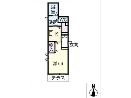 プレチオーサ(1K/1階)の間取り写真