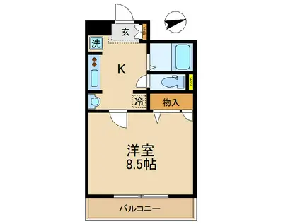 二十世紀が丘柿の木町マンション(1K/1階)の間取り写真