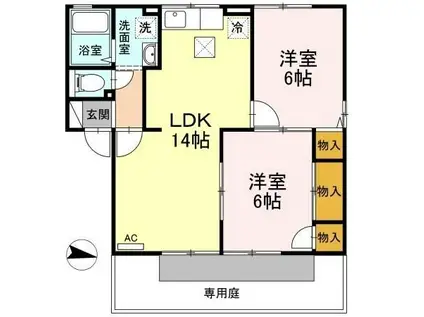 プランドール永犬丸(2LDK/1階)の間取り写真