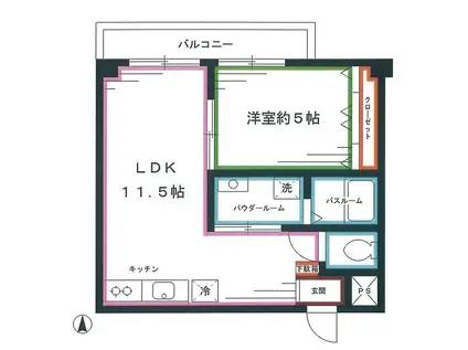 ホームズ東中野(1LDK/3階)の間取り写真