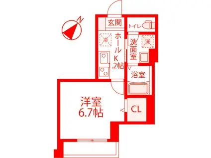 クレール辻堂(1K/1階)の間取り写真