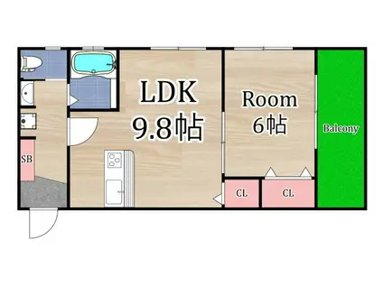 グローリーハイツII(1SLDK/1階)の間取り写真