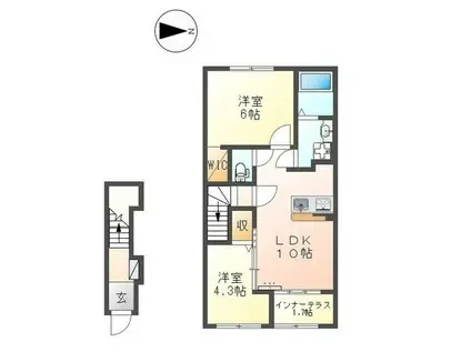 丹波篠山市西吹 アパート(2LDK/2階)の間取り写真