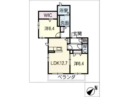 ラキーエ(2LDK/2階)の間取り写真