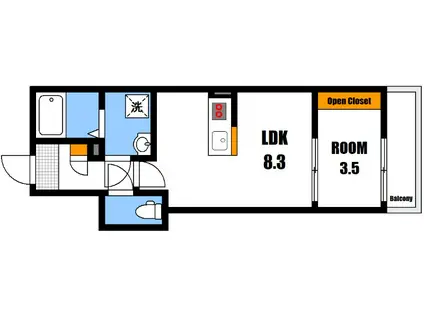 KLALISS西原(1LDK/1階)の間取り写真