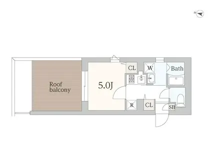 GRANDUO千歳船橋5(1K/3階)の間取り写真
