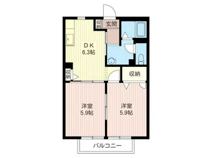 クレストコート(2DK/2階)の間取り写真