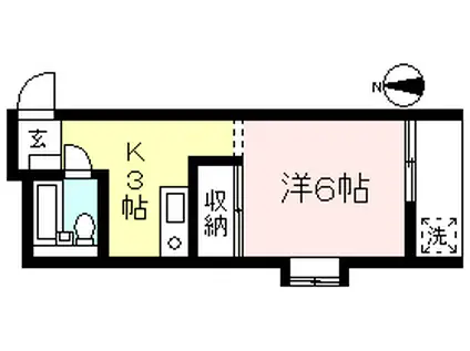 ディアパレス西生田(1K/1階)の間取り写真