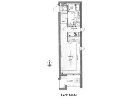 JOY CUBE三ツ沢(1K/3階)の間取り写真