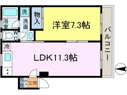 アベリアハウス(2DK/3階)の間取り写真