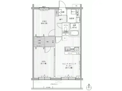 SYNCHRONICITY MUSASHINOシンクロニシティムサ(2LDK/4階)の間取り写真