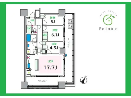 パークタワー向ケ丘遊園(3SLDK/4階)の間取り写真