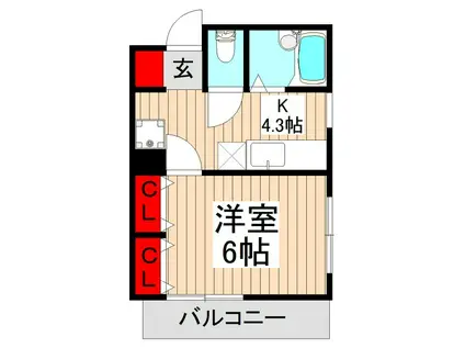 東京メトロ有楽町線 平和台駅(東京) 徒歩4分 2階建 築27年(1K/1階)の間取り写真