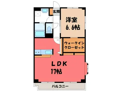 エスペランサ・カスティーニョA(1LDK/2階)の間取り写真