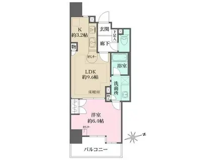 カルムインフォアームズ東京コア(1LDK/10階)の間取り写真