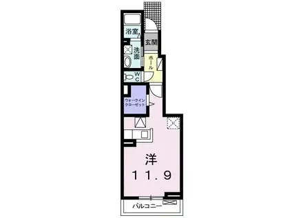 パークサイドカスミ(ワンルーム/1階)の間取り写真