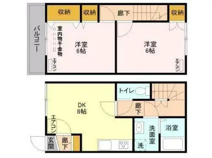 メゾネット・アミ(2DK/1階)の間取り写真