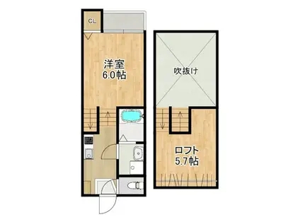 MODERN PALAZZO堂崎LIEBE(1SK/1階)の間取り写真