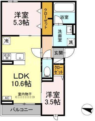 グランメール(2LDK/2階)の間取り写真