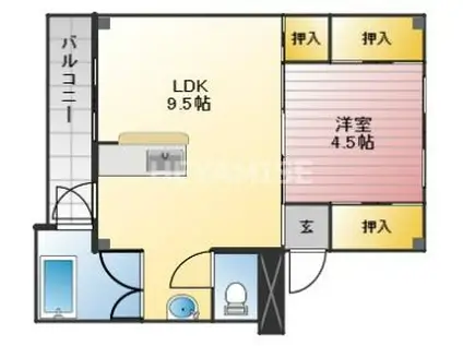 ビレッジハウス末石3号棟(1LDK/4階)の間取り写真