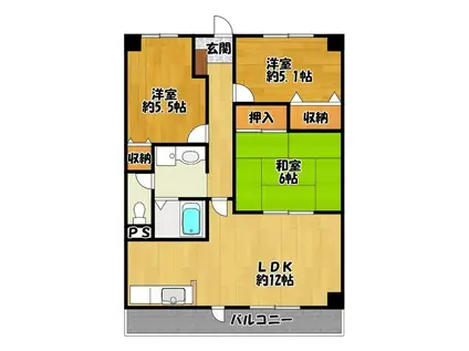 ディアコート21(3LDK/3階)の間取り写真