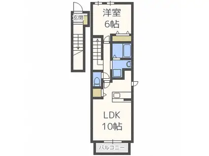 ハーモニーさかえ通II(1LDK/2階)の間取り写真