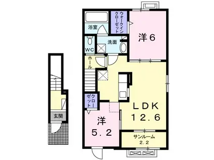 ロハス III(2LDK/2階)の間取り写真