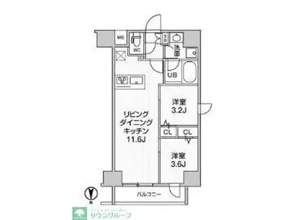 GENOVIA南千住IIISKYGARDEN(2LDK/6階)の間取り写真