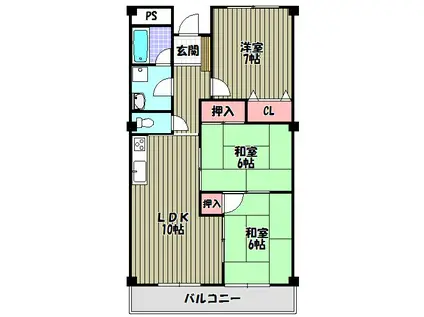 日吉マンション(3LDK/1階)の間取り写真
