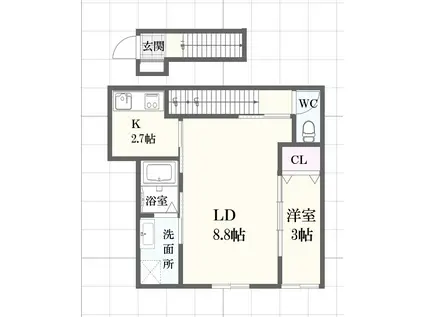 ボヌール妻鹿駅前(1LDK/2階)の間取り写真