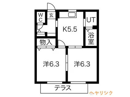 エクセーラ楠(2K/1階)の間取り写真