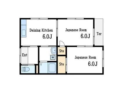 コーポ松本(2DK/1階)の間取り写真