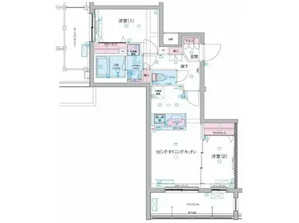 GENOVIA三軒茶屋GREEN VEIL(2LDK/4階)の間取り写真