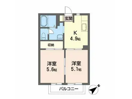 ウッディ・アベニュー(2K/1階)の間取り写真