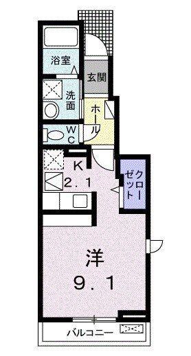 ラブリー B(ワンルーム/1階)の間取り写真